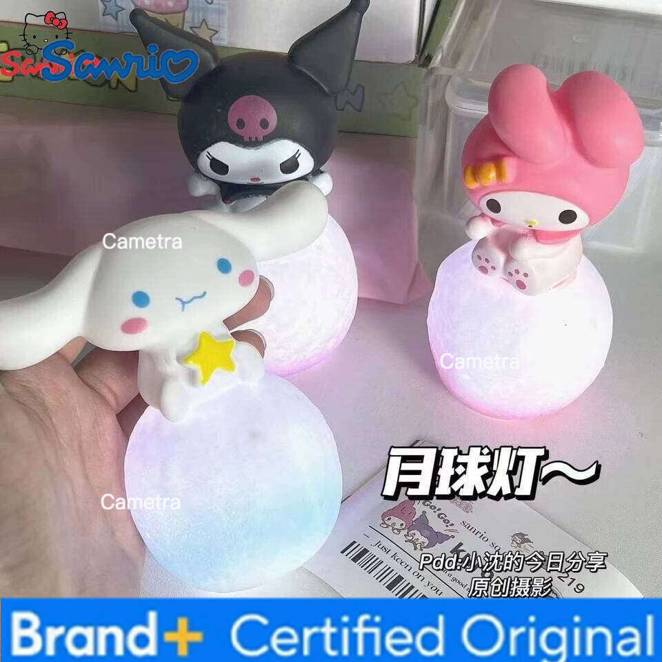 Sanrio Anime Hello Kitty Kuromi Cinnamoroll Night Light Melody Glowing Toy Bedside Lamp Kawaii Cute Kid Birthday Gifts H260128