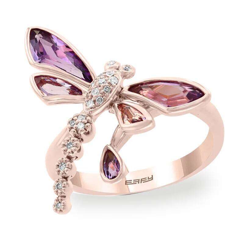 Milangirl Women Ladies Romantic Beautiful Lovely Dragonfly Insect Rose Gold Color Female Ring for Party Jewelry XJ260127
