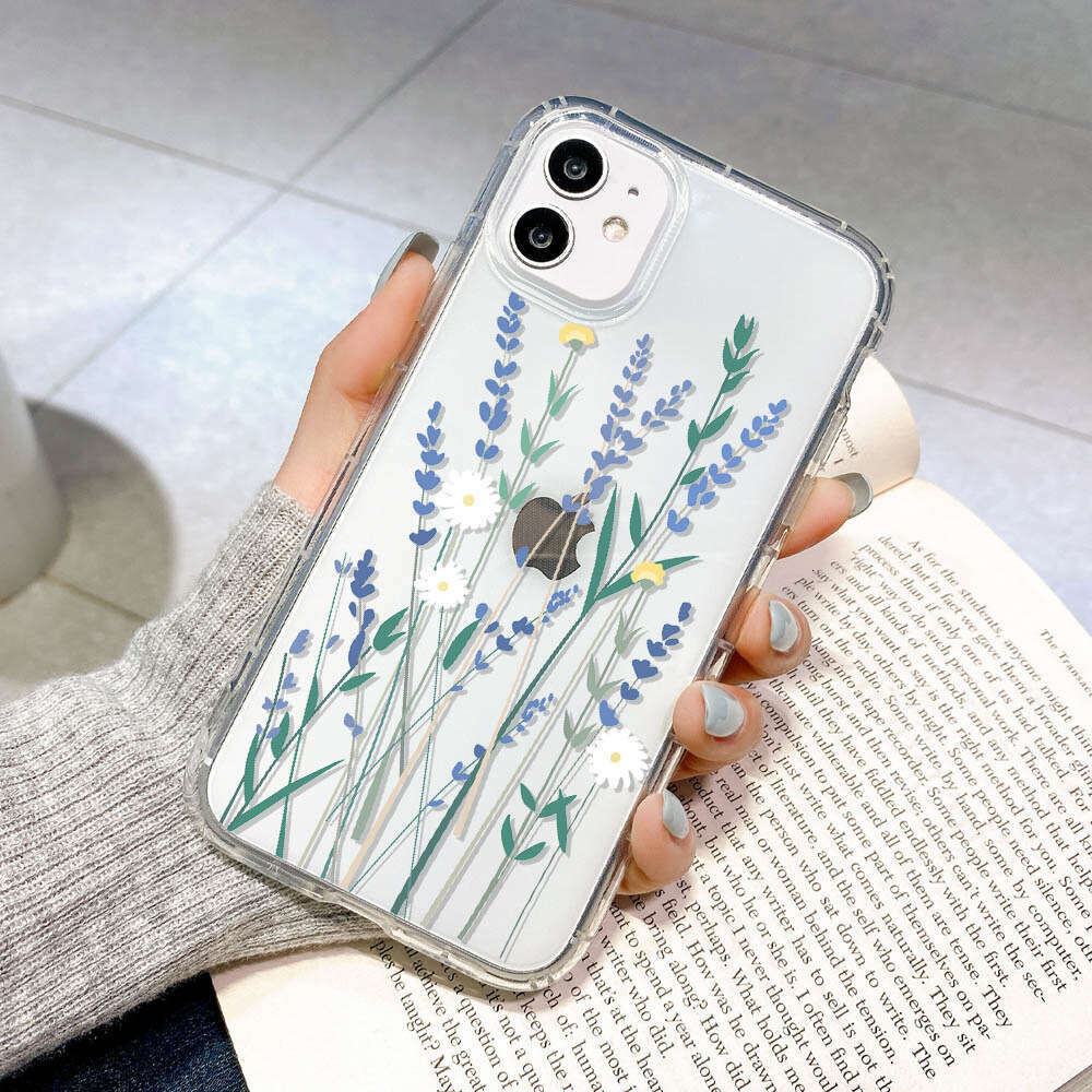 Flower Ins Style Suitable for iPhone 15 Pro Max Airbag Phone Case 14/13 Shockproof 12 11 Trendy Rose Print S260128