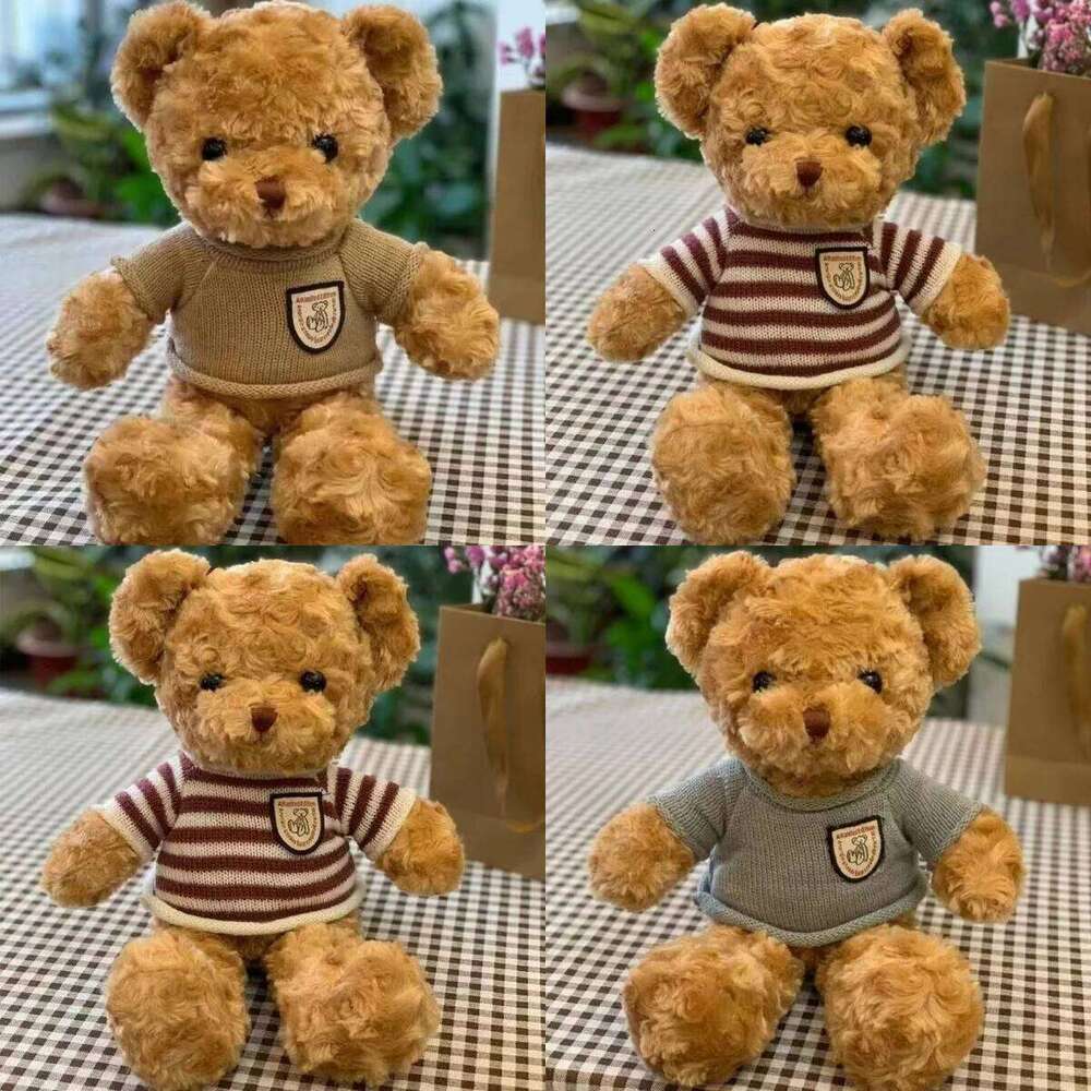 30cm Cute Plush Toy Wearing Adorable Stuffed Animal with Soft Sweater Teddy Bear Perfect Gift for Kids Y260128