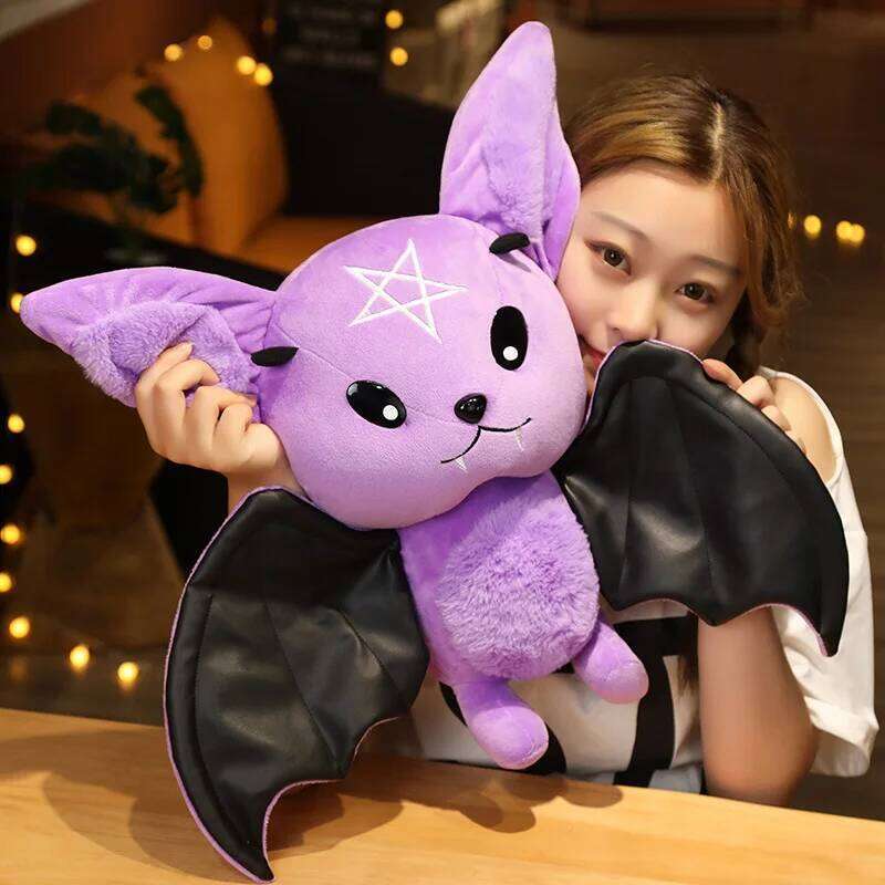 Plushy Four-color Demon Bat Cartoon Soft Model Kids Christmas Halloween Holiday Gifts Horror Style Home Deco Y260128
