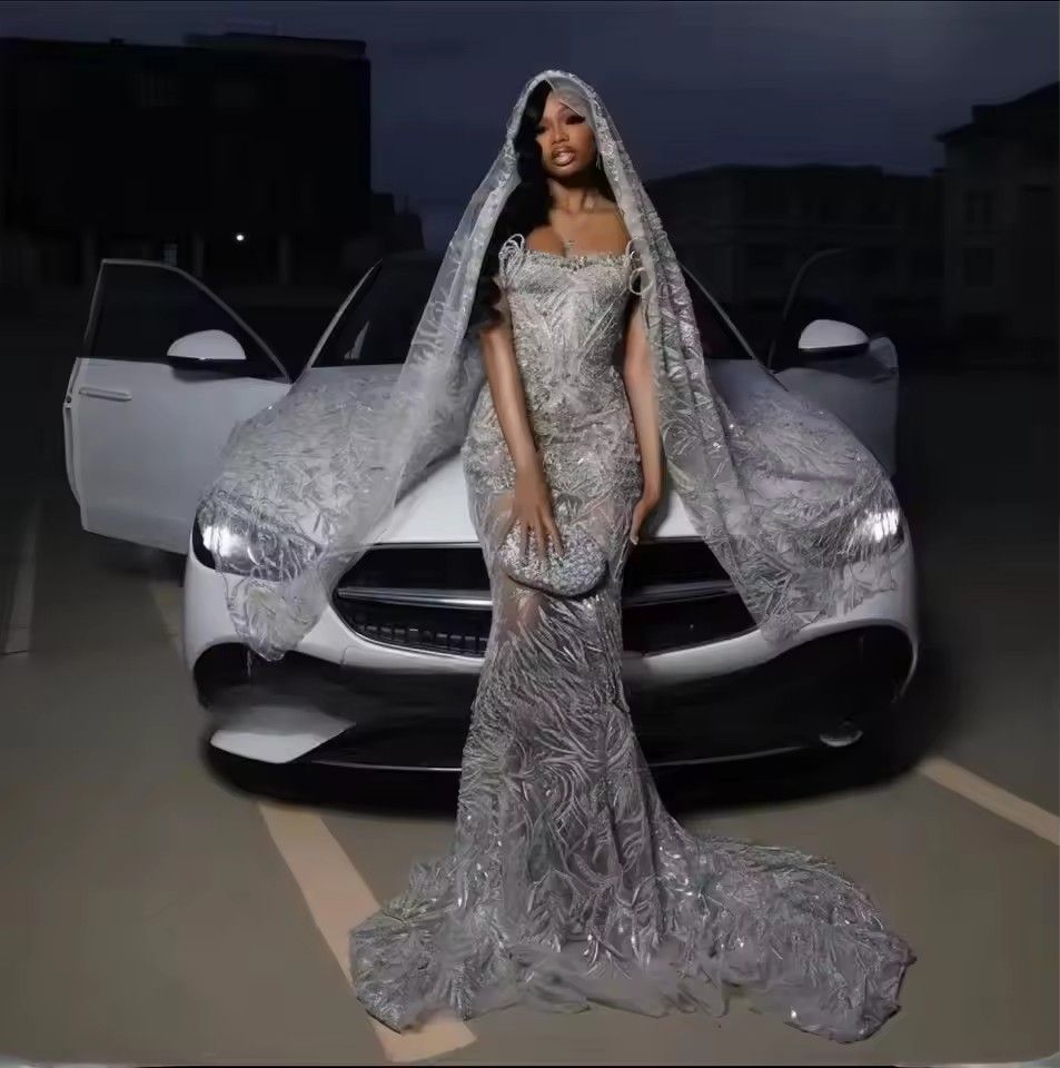 Luxury Prom Dresses With Wrap Sequin Beading Black Girls Mermaid Party Gowns 2026 Strapless Bespoke Evening Dress Customized J28 B0312
