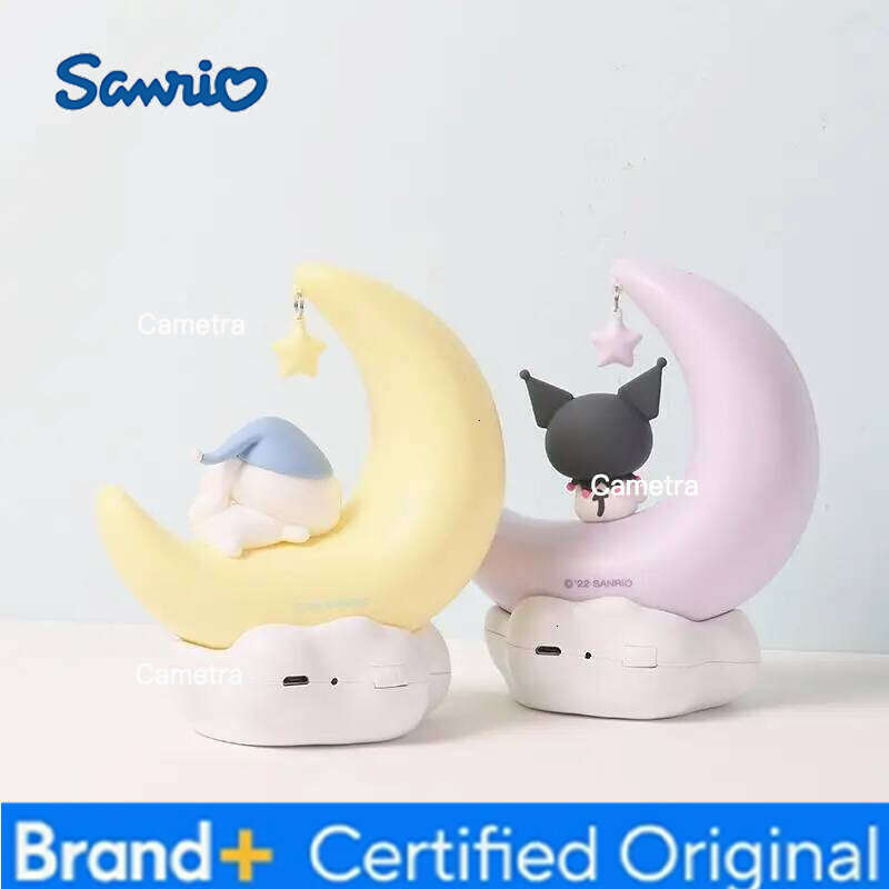 Sanrio Kuromi Cinnamonroll Moon LED Kawaii 3D Cartoon Ornament Cute Beauty Bedroom Night Light Bedside Decor Lamp Gifts H260128