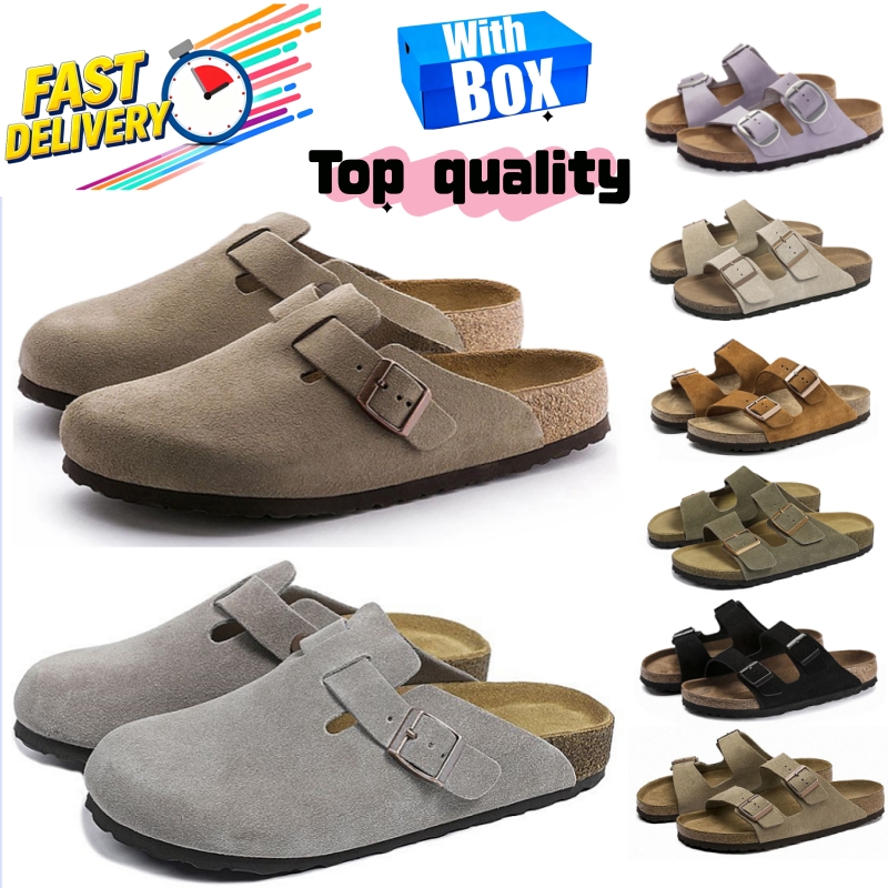 With box Designer Clogs Sandals for mens womens Clog Slippers Cork Flat High Quality Fashion Summer Genuine Leather Slide Favourite Beach Casual Shoes Size 35-45