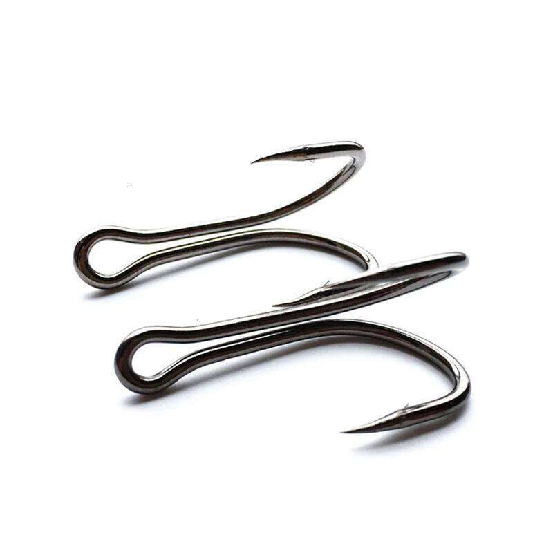 50pcs or 20pcs Carbon Steel Fishing Double 8# To 1# Baitholder Jig Head Crank Barbed Hook for Soft Worm Bass Carp Fishhook Z260128