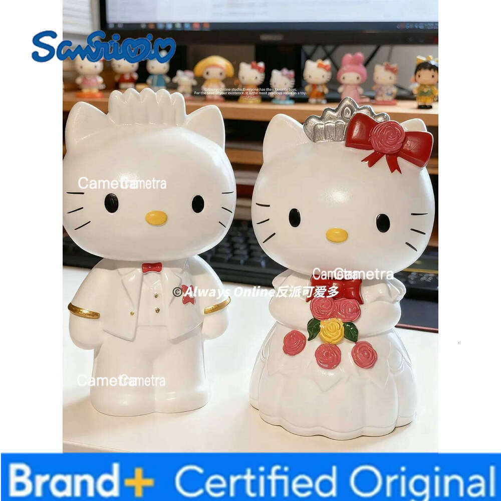 Sanrio Couples Hello Kitty Wedding Pat Voice-activated Sensor Night Light Gift Arrangement Decorative Ornaments Aniem Model Toys H260128