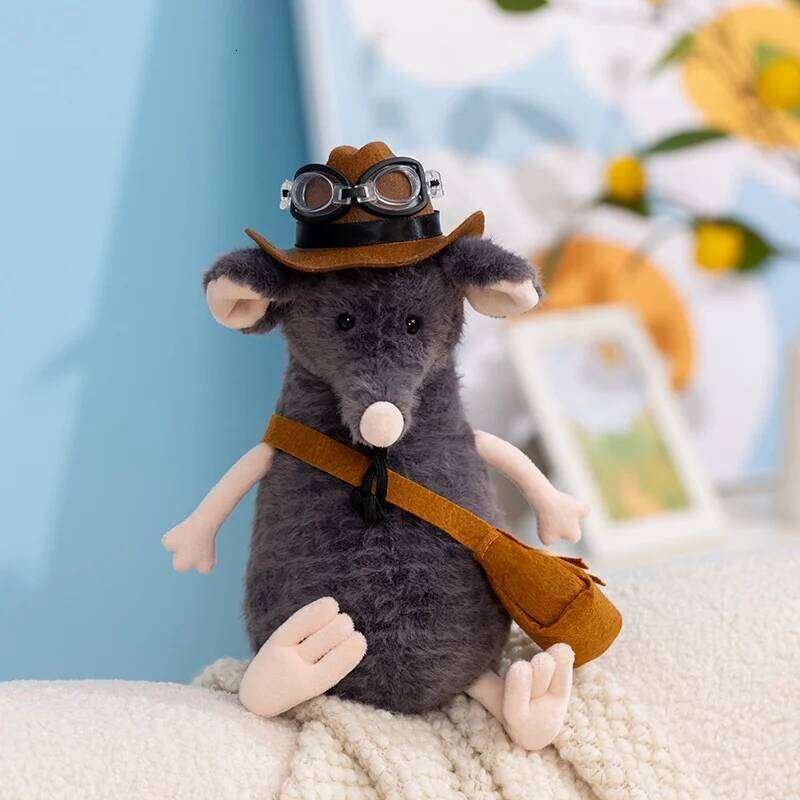 25cm Cute Cartoon Sad Plush Toy-Hat&Glasses Wearing Western Cowboy Mouse Birthday Gift for Kids Teens Animal Lovers Decor Y260128