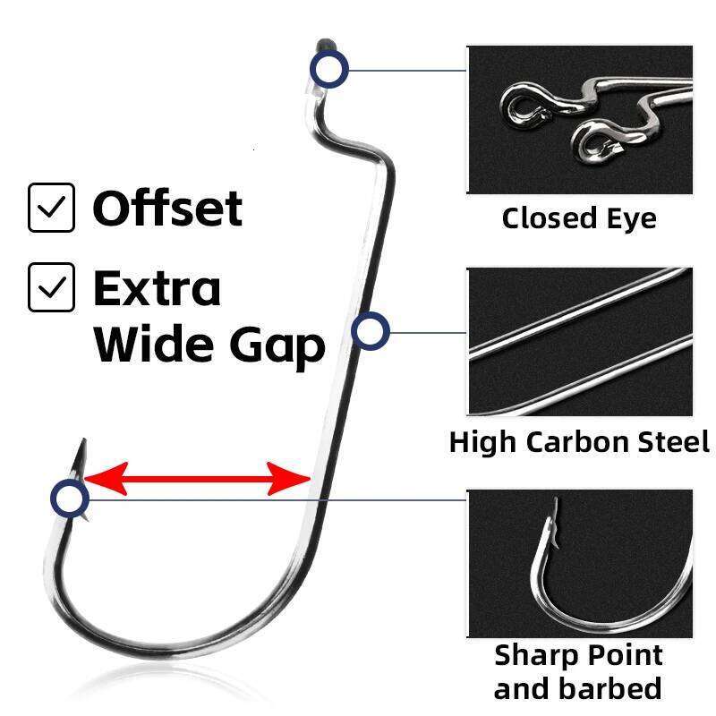 MEREDITH 50PCS Fishing Hooks, High Carbon Steel Sharp Hooks 1/0-5/0 for Bass Trout Fast Delivery #1 Best Seller Z260128