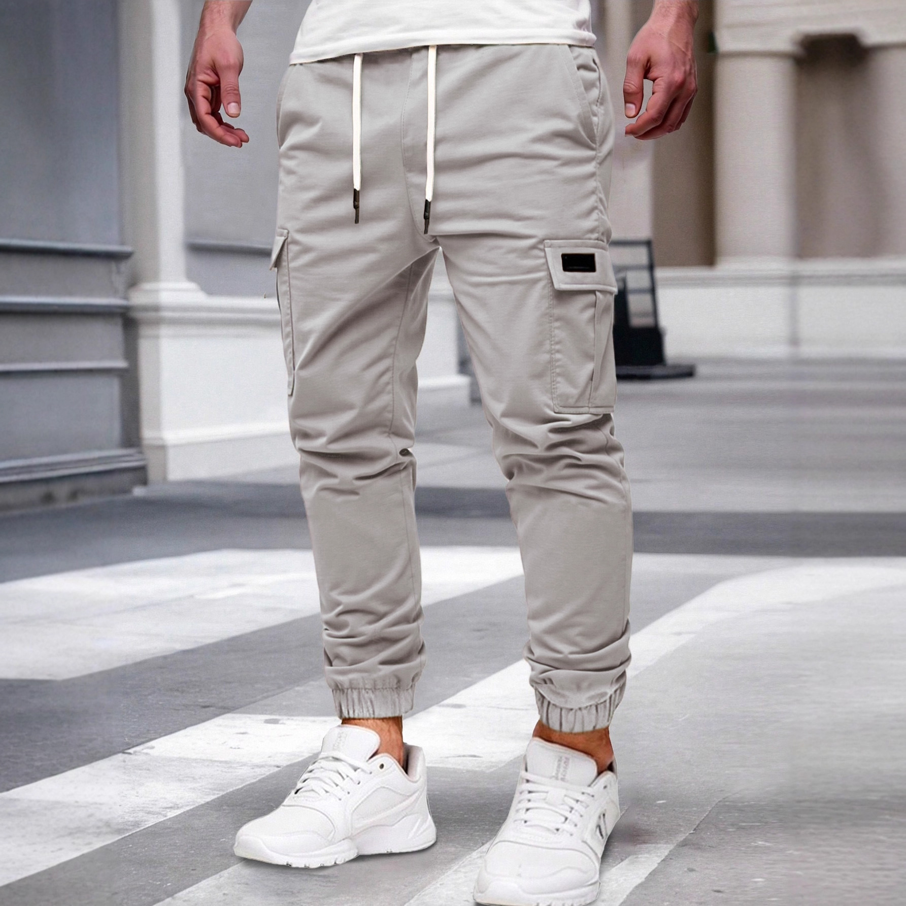 Luxury Fashion 2026 Tapered Cargo Pants for Men, Casual Utility Joggers with Multiple Pockets, Modern Street Style