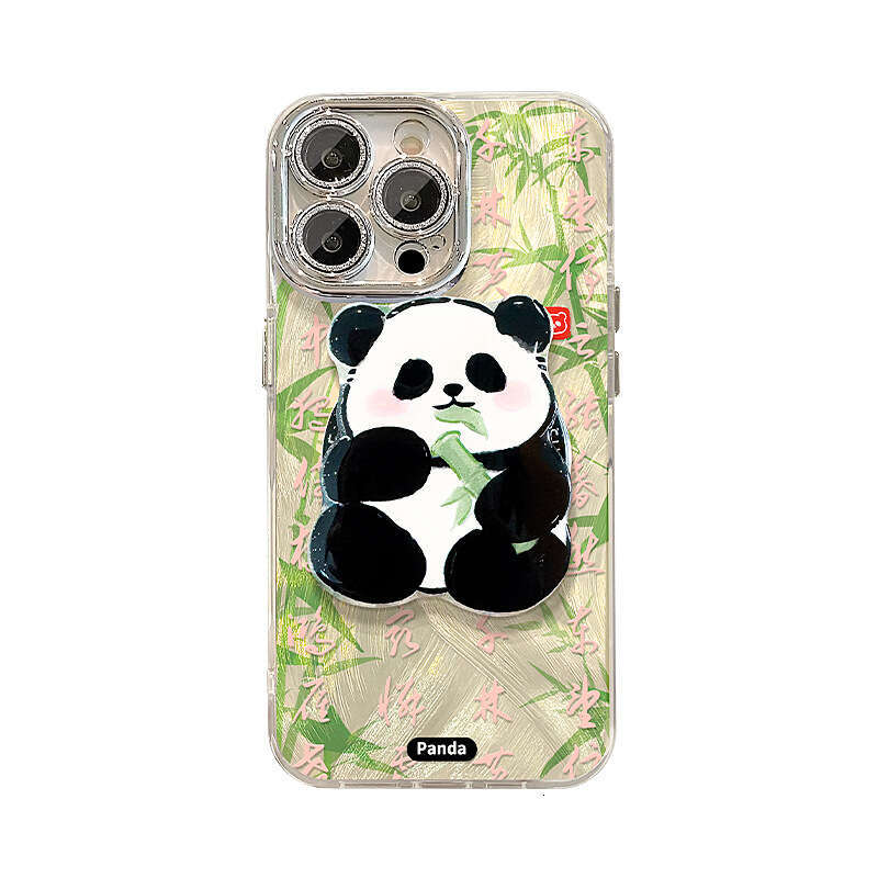 Chinese Style Bamboo Panda Bracelet Compatible with Apple 16 Phone Case 15 Pro Max Feather Veil 13 Magnetic Stand 14 Shockproof S260128