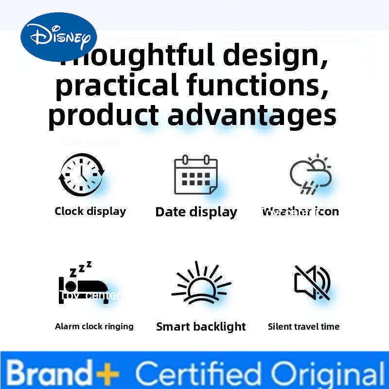 Disney Stitch Thermo-Hygrometer Clock Temperature Humidity Electronic Alarm Desk Decoration Living Room Bedroom Clocks H26012811