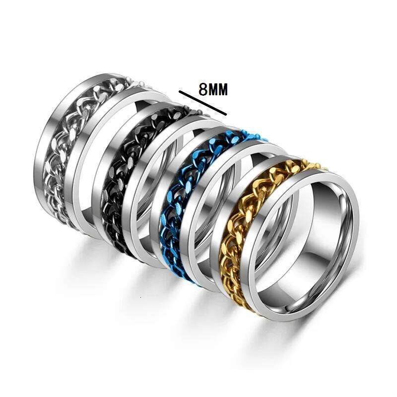Titanium Steel Rotatable Chain for Men Women Spinner Anti Stress Multifunctional Rings Bottle Opener Ring Club Gift XJ260127