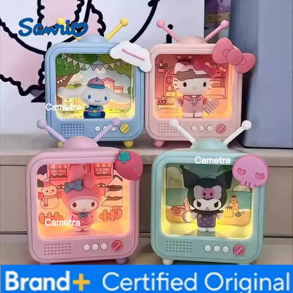 Sanrio Creative Kawai Anime TV Channel Series Luminous Night Light Toys Kuromi Cinnamoroll Hello Kitty Desktop Ornaments H260128