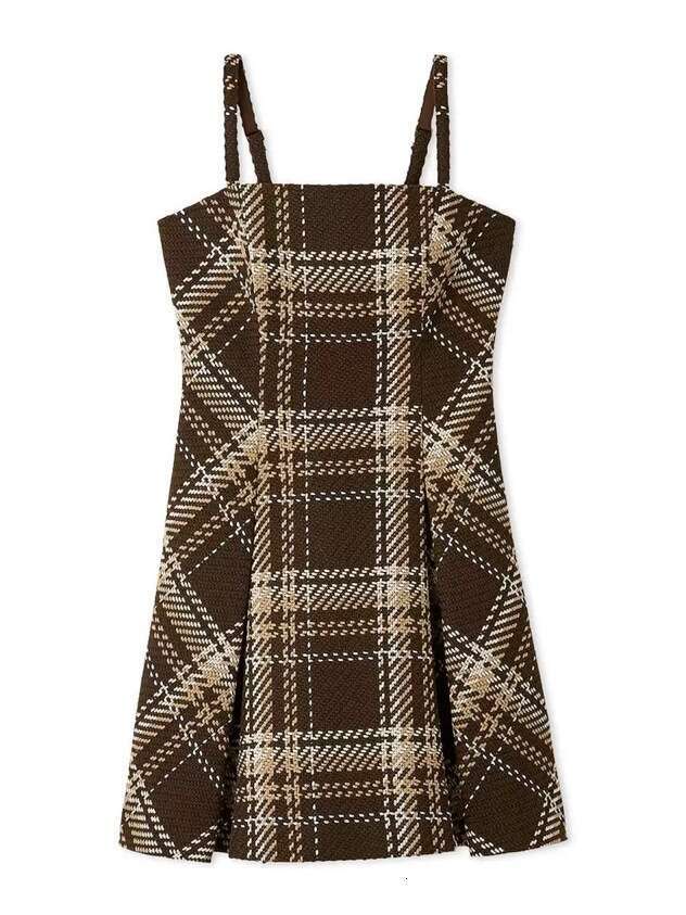 2026 new Japanese style sweet multifunctional high waisted roving plaid belt dress for autumn and winter slim fit