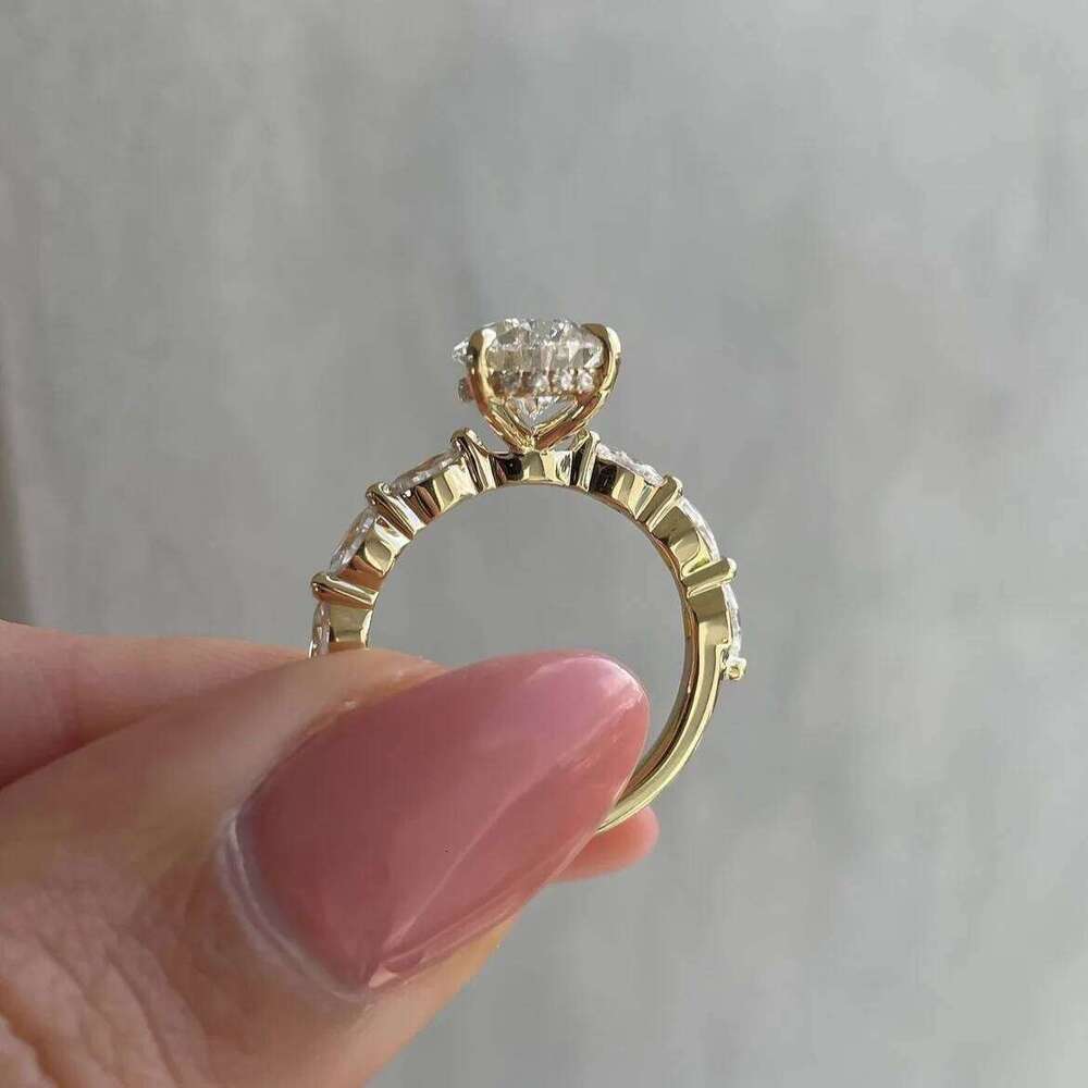 Hot Selling Gold Plated Stainless Steel Rings For Women water drop Zircon Wedding Ring Jewelry Accessories Wholesale Size 6-11 XJ260127