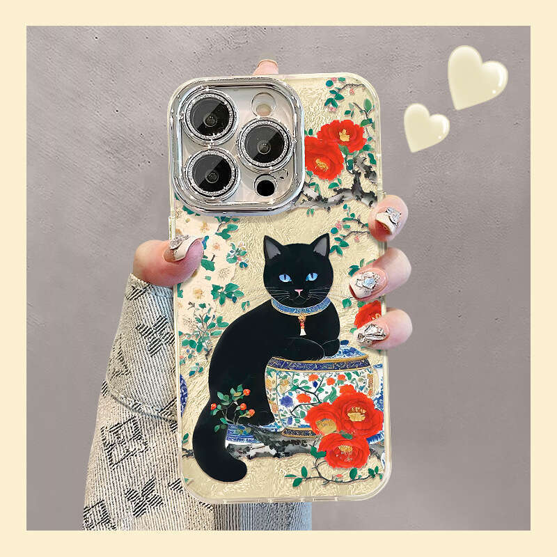 Oil Painting Floral Rabbit Case Apple 16 Pro, Full Coverage Lens Protector 15, Glacier Pattern 14, Shockproof for 13/12 S260128