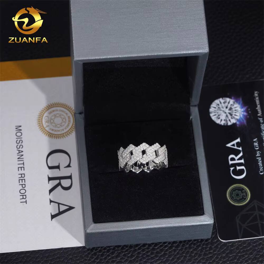 New GRA Certificates 925 Silver Pass Diamond Tester Moissanite Diamond Iced Out Jewelry Hip Hop Ring Cuban Band Ring Men