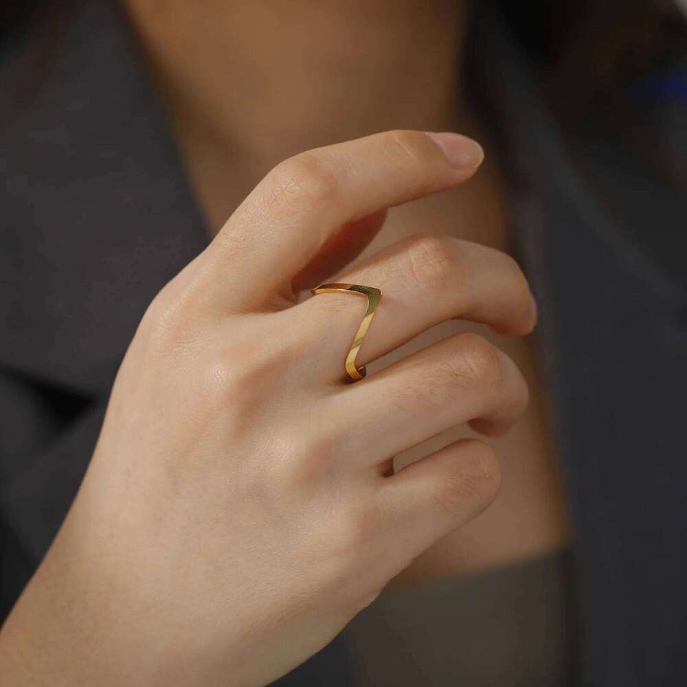 Skyrim Minimalist V Shape Womens Simple Stainless Steel Casual Adjustable Geometric Rings 2025 Trendy Party Jewelry Gift XJ260127