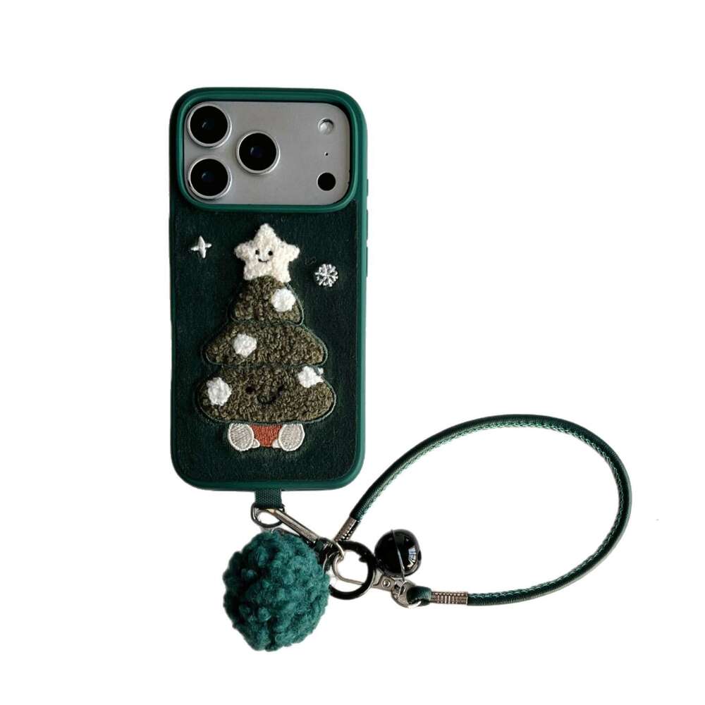Autumn Winter Embroidered Christmas Tree Case for iPhone 17 Apple 16 Pro Max/15/14 New Niche 13 S260128