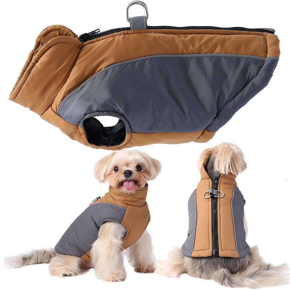 Reflective Winter Ski Contrast Color Splicing Warm Puppy Vest Coats D-ring Zipper Pug Jacket Small Medium Dog Pet Costume XJ260127