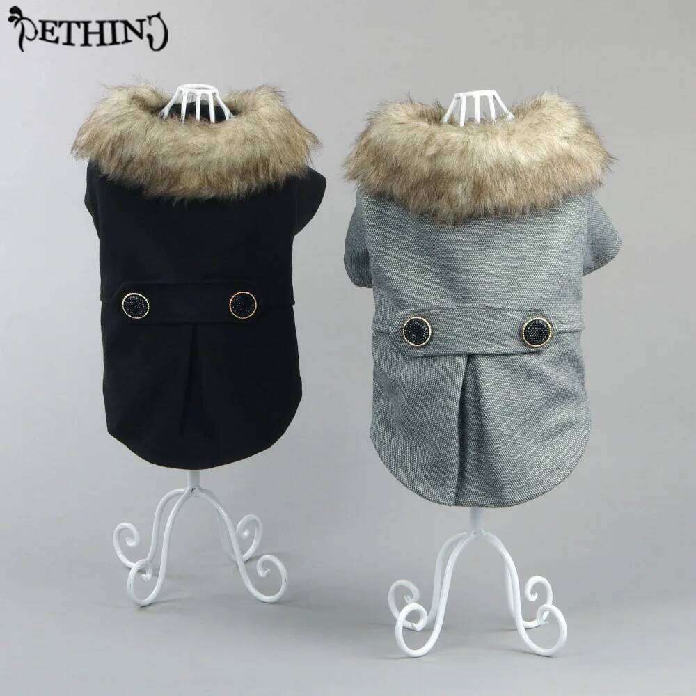 Clothes Winter with Fur for Puppy Medium Dogs Autumn Cat Dog Jacket XS-3XL Fleece Woolen Coat Pet Products XJ260127
