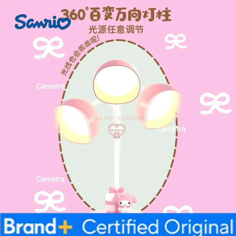 Sanrio Authentic Melody Hellokitty Desk Lamp Charging Eye Protection Bedroom Bedlight Ornaments Birthday Gift Student Dormitory H260128