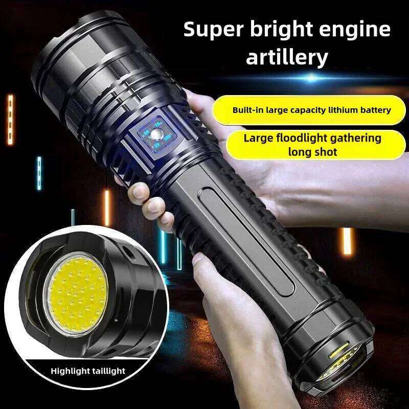 10000W Built-in Battery Flash Light Emergency Spotlights 9km 990000000LM Most Powerful Led Flashlights Tactical Torch 25000mah 26Y01
