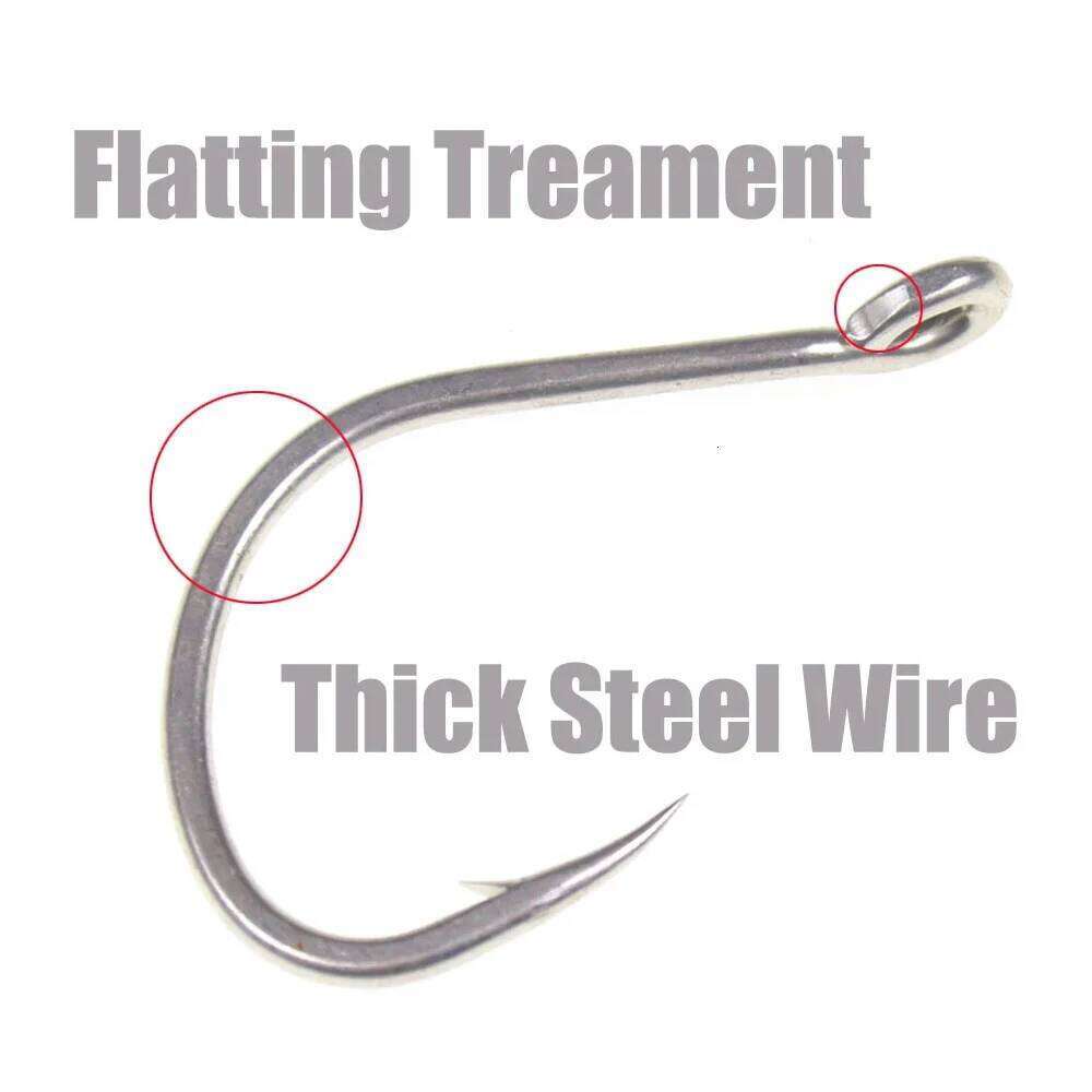 10pcs Matte Tin Anti-rust Saltwater Fishhooks High Carbon Steel Barbed Fishhook Assist Jigging Lure Hook 1# 1/0 2/0 3/0 4/0 5/0 Z260128