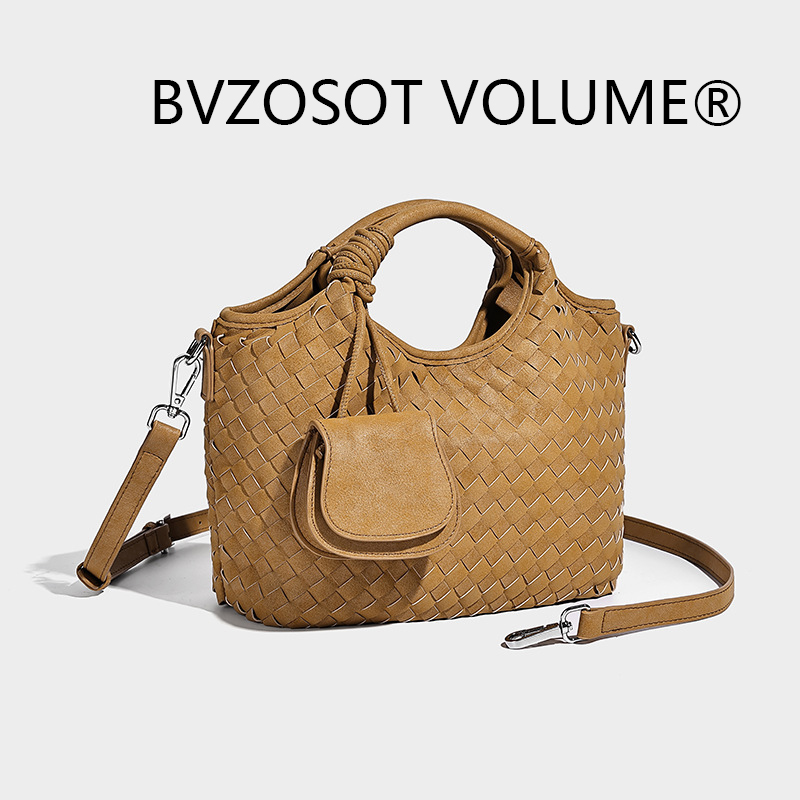 BVZOSOT VOLUME 2026 new Commuter Tote Bag for Women Style Woven Bag Simple Single Shoulder Crossbody Bag