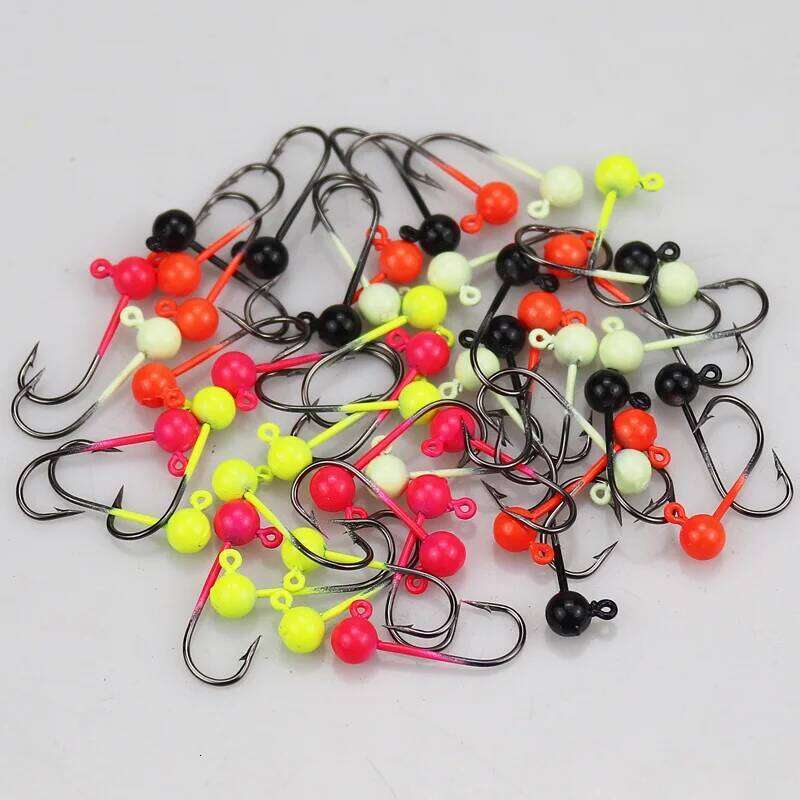 50pcs/lot Metal Jig Fishing Hooks 0.45g 0.8g 1g 1.5g 2g Jigging Head Hook Barbed Crank Shank for Soft Lure Worm Fishhook Z260128