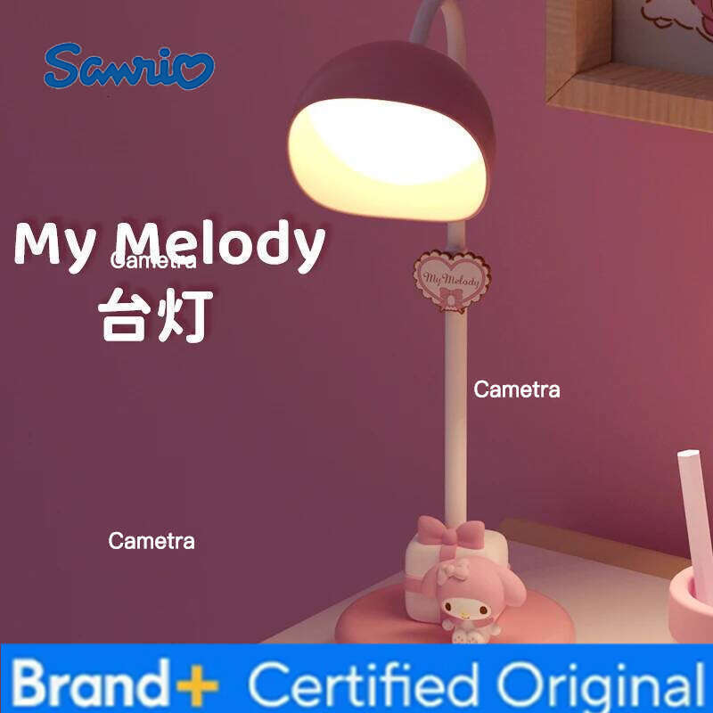 Sanrio Authentic Melody Hellokitty Desk Lamp Charging Eye Protection Bedroom Bedlight Ornaments Birthday Gift Student Dormitory H260128