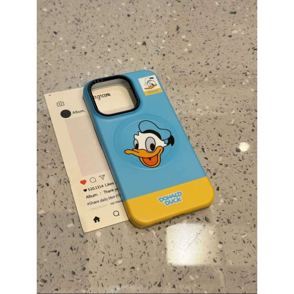 Cartoon Creative Mickey Mouse Black Metal Hole Suitable for iPhone 16 Pro Max Apple 15P Phone Case 14 Magnetic S260128