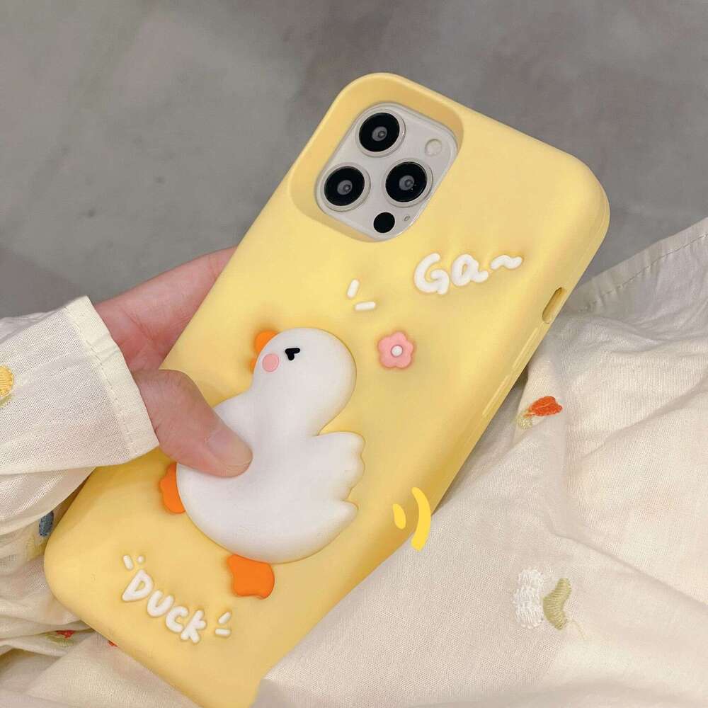 Custom Silicone Apple 16 Phone Case Cartoon 17 Soft Shell 3D Bread Feel 15 Pro Max Stress Relief Squeeze Duck S260128