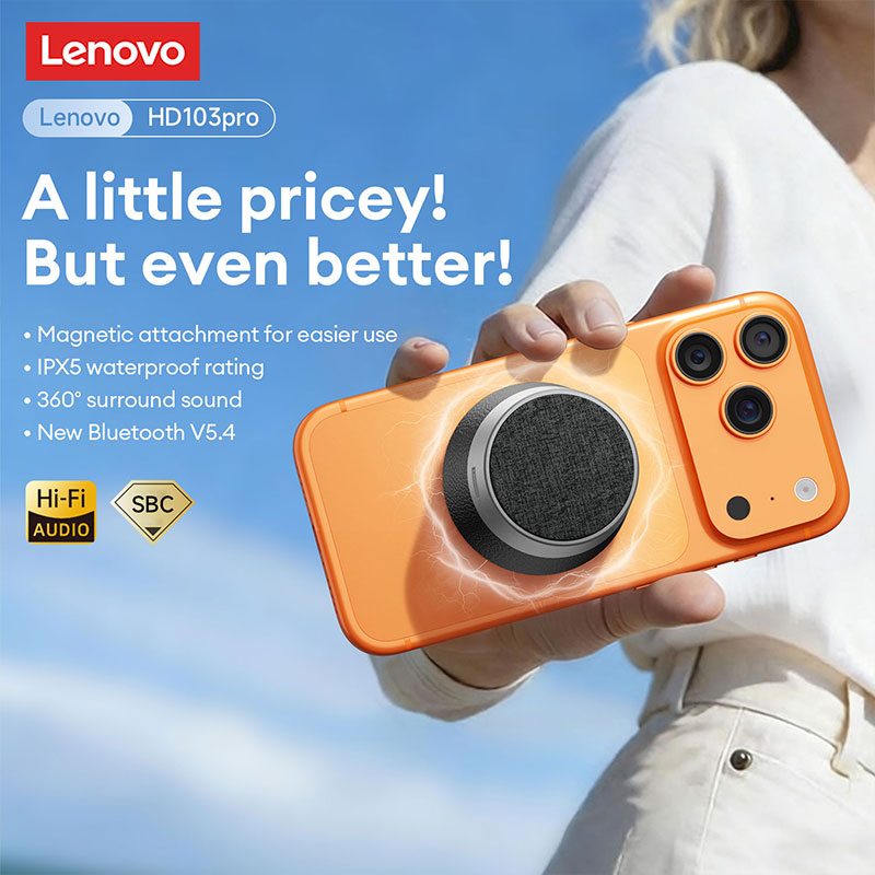 Lenovo HD103Pro Bluetooth 5.4 Speaker Portable TWS Dual Device Connection Laptop Speaker Deep Bass Speaker Long-Lasting Battery Life Outdoor Camping M
