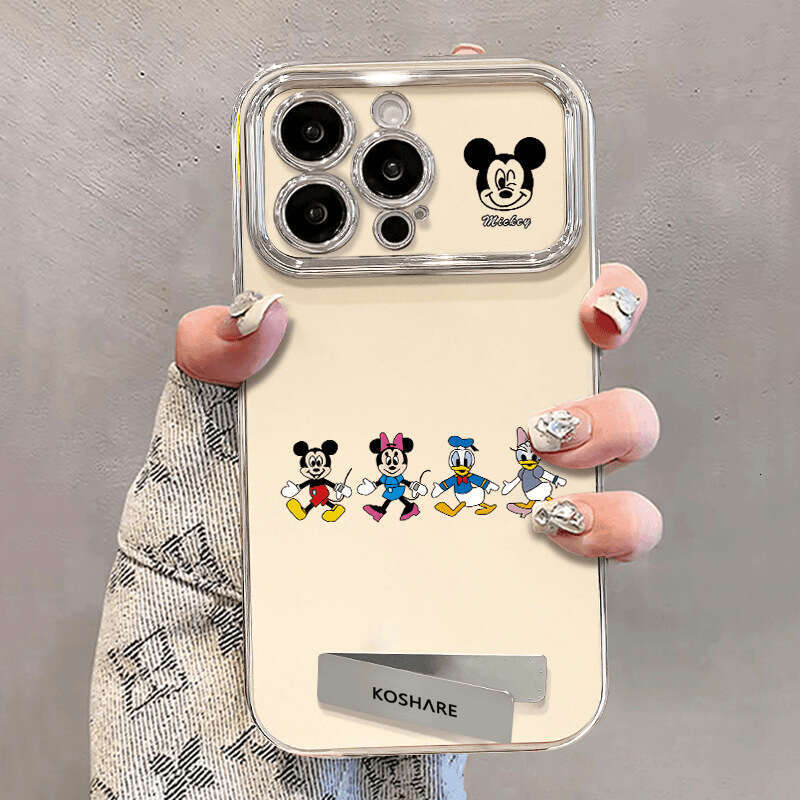 Mickey Family Compatible Apple 17 Phone Case Personalized 16 Pro Max Electroplated Large Window 15 Creative Stand 14 Soft S260128