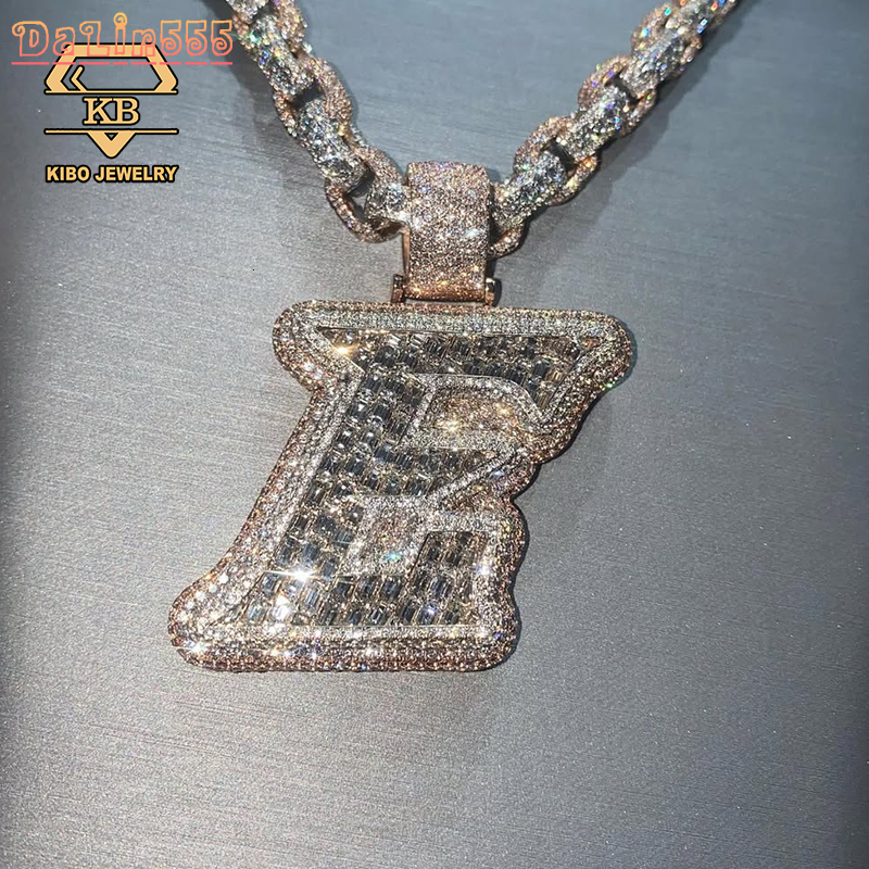 Rapper Charm Shiny Custom High Quality Iced Out Name Real LAB Grown Moissanite Diamond Iced Out Initial Letter Custom Pendant