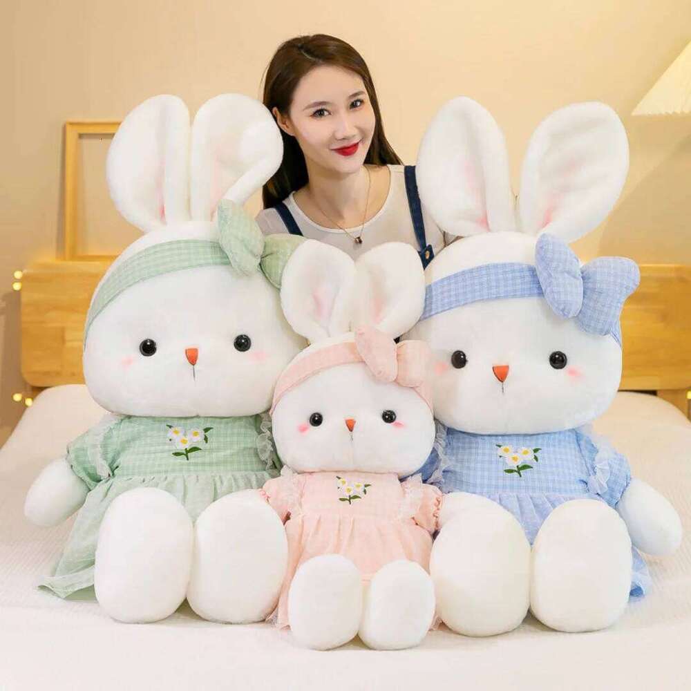 1pc 40cm/15.74in Cute flower skirt plush toy cartoon super cute comfort Daisy rabbit birthday gift doll Y260128