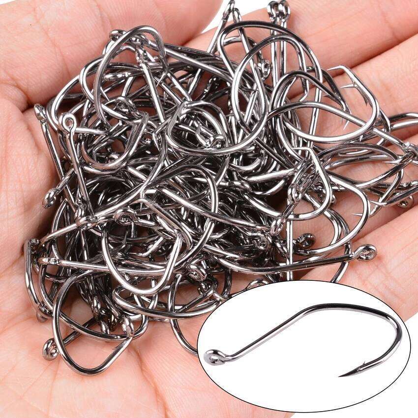 10pcs/Box Barbed Hooks High Carbon Steel Catfish 6/0 -10 Fishhook V Sharp Circle Hook Fishing Tackle Box Z260128