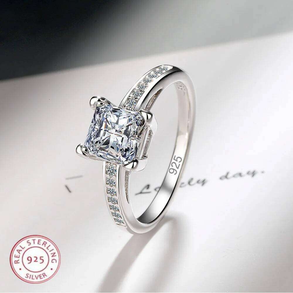 NEW 925 Sterling Silver Rings Size 5#-10# Quadrate Zircon High Quality For Women Fine Wedding Jewelry Accessories Party Gifts XJ260127