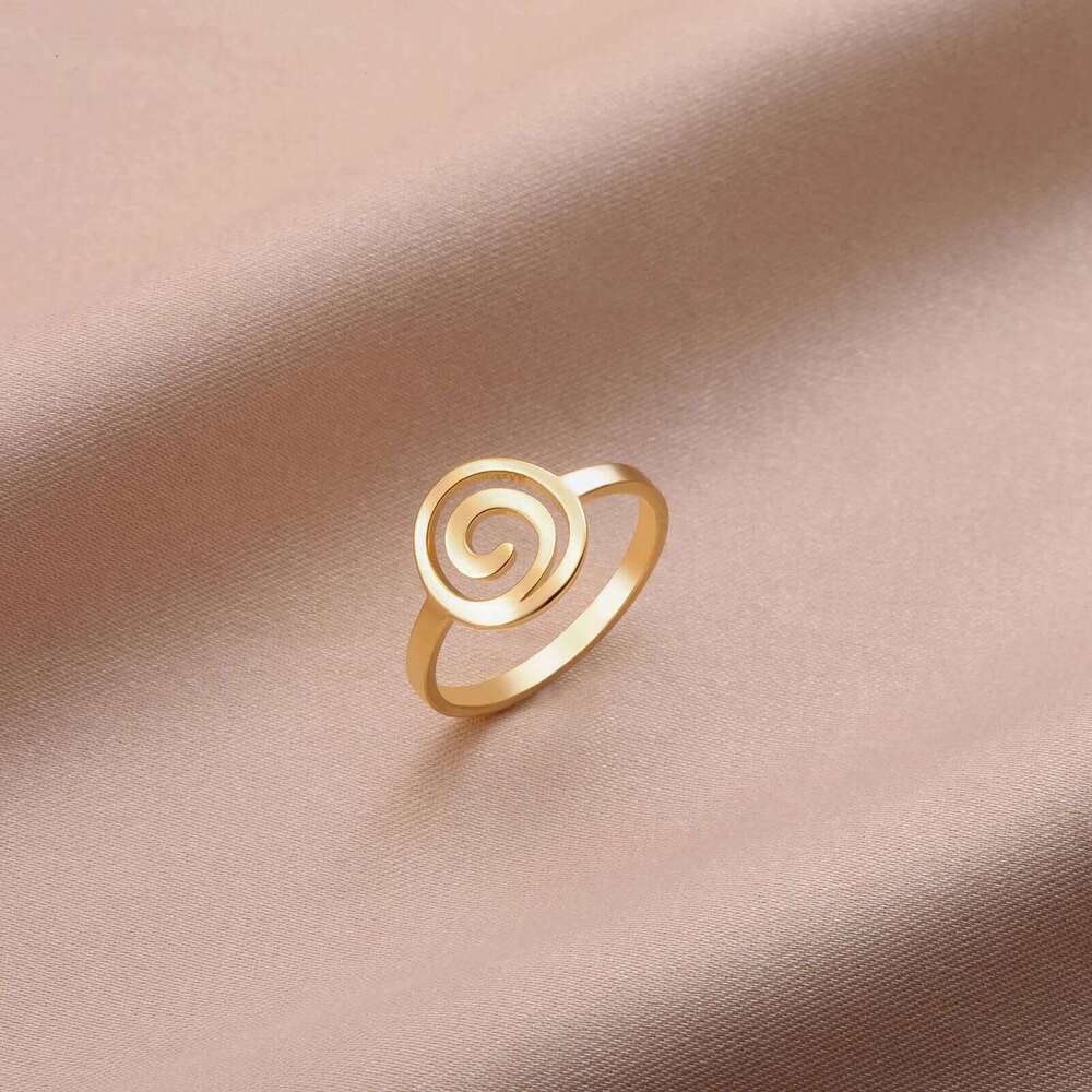 Skyrim Spiral Curl Circle Stainless Steel Ring For Women's Fashionable And Minimalist Birthday Jewelry Gift New XJ260127