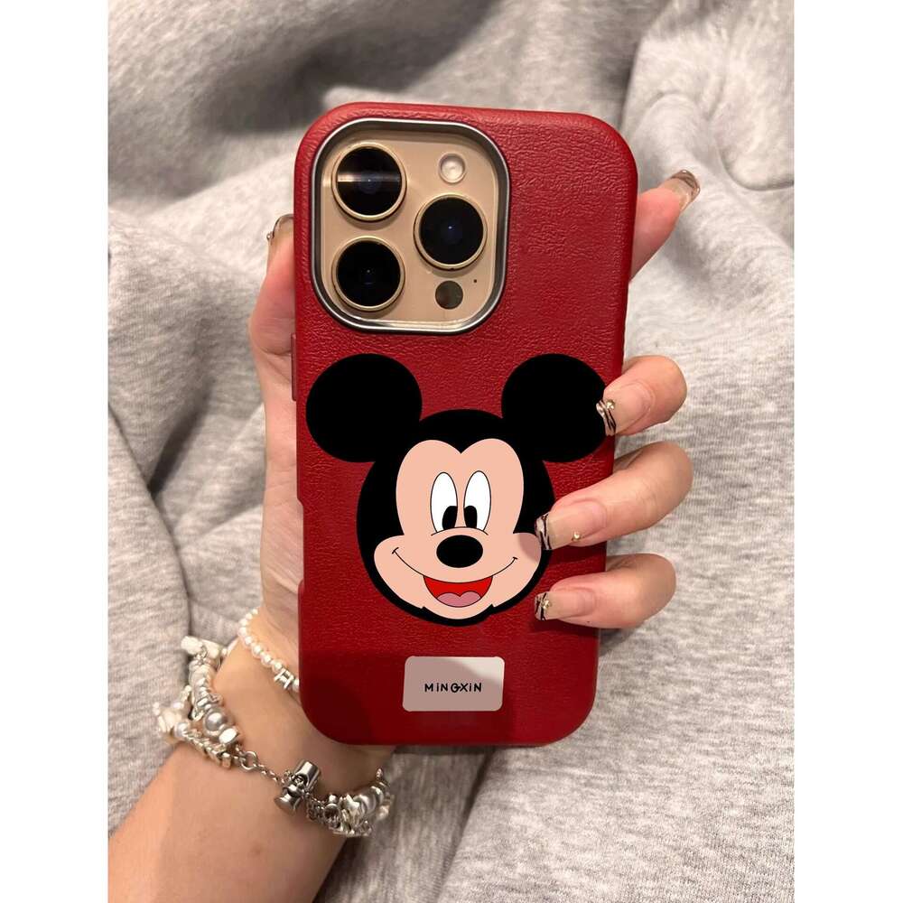 Mickey Compatible New 16 Pro Max Phone Case Apple 11 Cartoon 13/14P Leather Texture Simple 15PM S260128