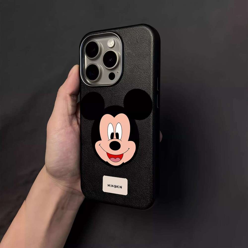 Mickey Compatible New 16 Pro Max Phone Case Apple 11 Cartoon 13/14P Leather Texture Simple 15PM S260128