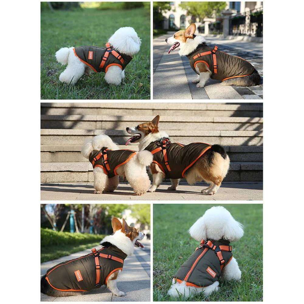 Puppy Jacket Waterproof Pet Clothes for Small Dogs with Harness Winter Warm Chihuahua Vest Yorkie Coat French Bulldog Costume XJ260127