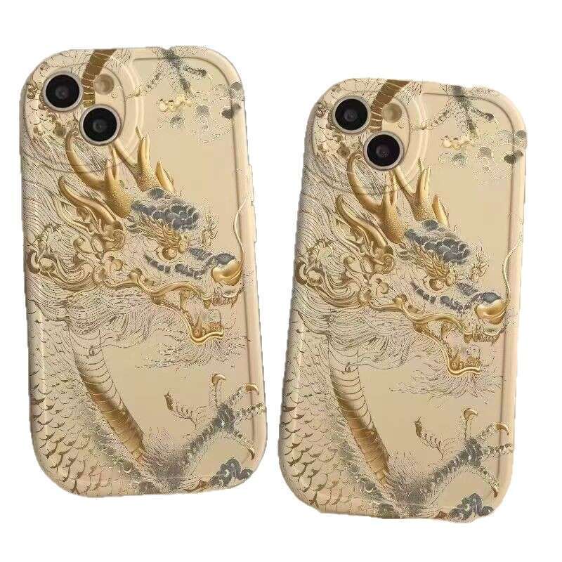 Chinese Golden Dragon Solid Color Chubby Girl Compatible with Apple 16 Phone Case 15 Pro Max Shockproof 14 Plus Simple 1 S260128