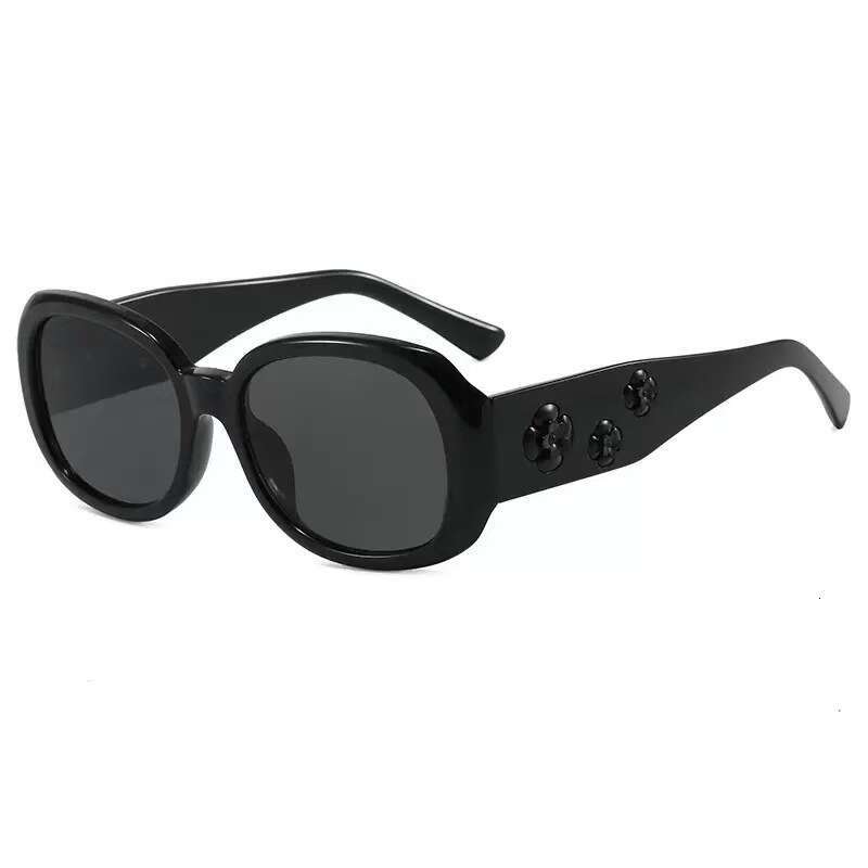 Sunglasses Camellia Flower Large Frame Slimming Design with UV Protection for Daily Street Wear Outdoor Sun Glasses Black Shades UV400 Protection Text