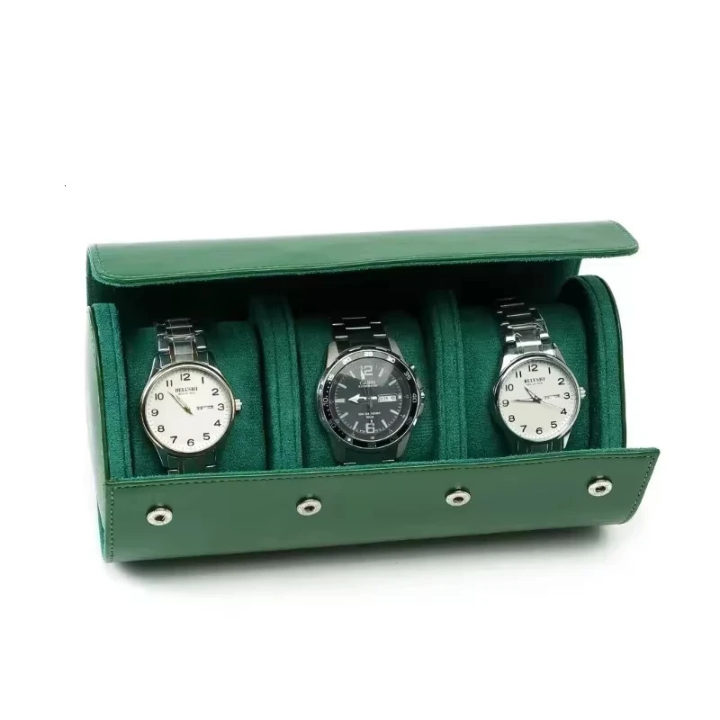 Black Gery Blue Green Leather Watch Storage Box 3 Watche Roll Travel Bag 2 slots Brown Portable Vintage Display Case 260127