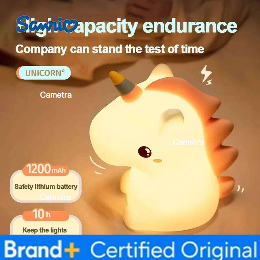 Sanrio Unicorn Cute Silicone LED Light For Kids Children USB Rechargeable Cartoon Animal Bedroom Decor Touch Night Lamp for Gifts H260128
