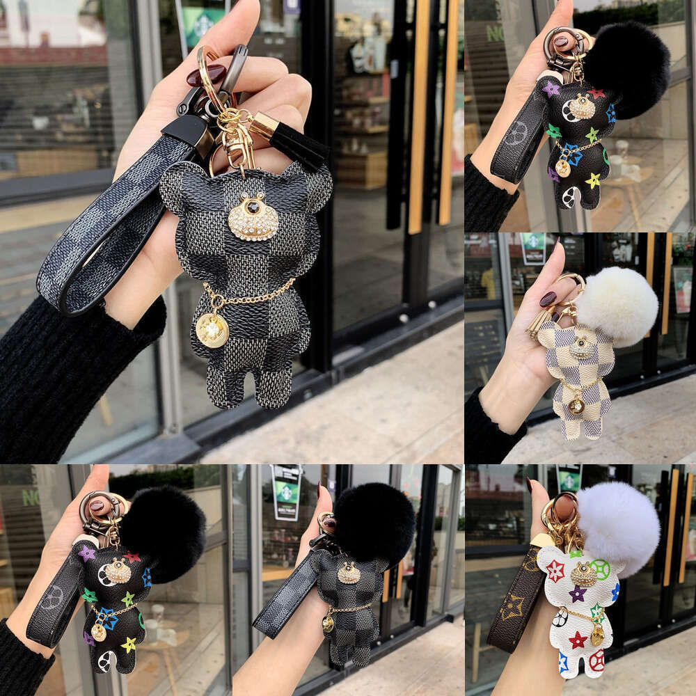 Classic letter-shaped bear key Metal letter pendant Leather decorative pendant suitable for casual wear ideal as a gift