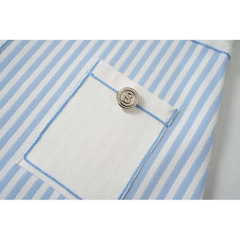 2026 Designer New College Soft Blue and White Stripe Style Collar Sleeveless Tank Top Dress