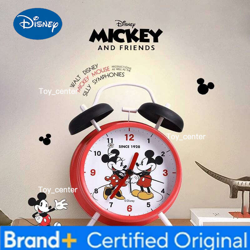 Disney Alarm Creative Retro Student Cartoon Mickey Mouse Metal Luminous Double Bell Pointer Clock Christmas Gift H260128